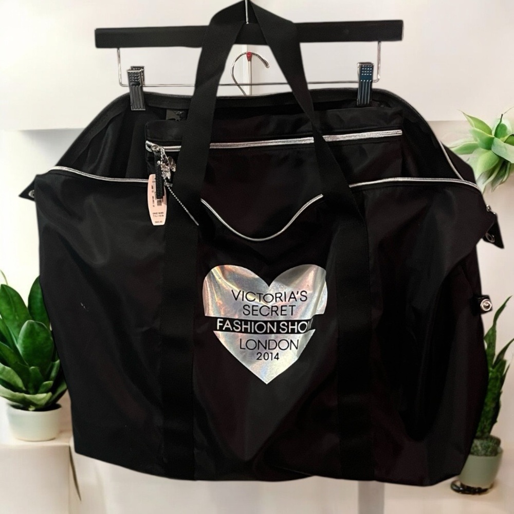 Victoria's Secret Fashion Show London 2014 Black and Silver 2PC Travel Bag Tote